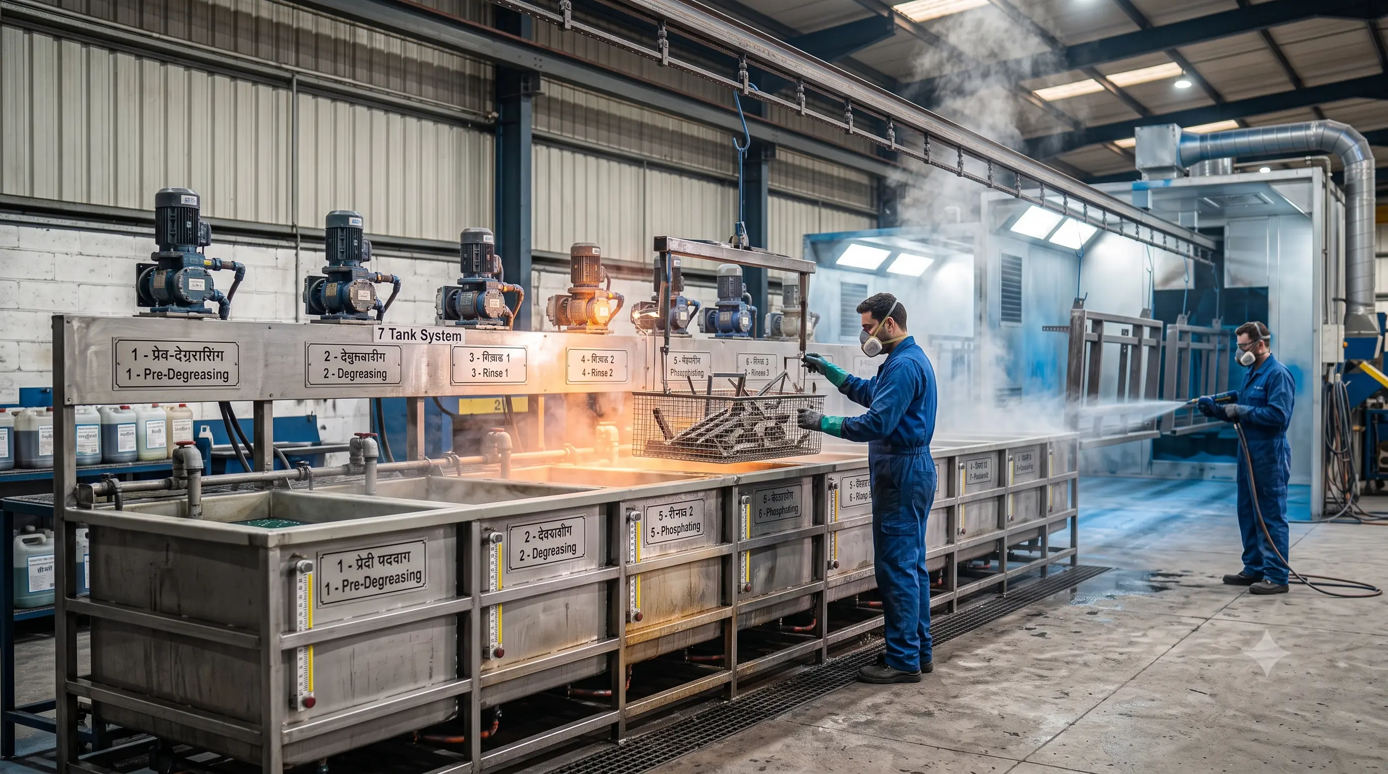 MS material cleaning, degreasing and surface preparation for powder coating in Mumbai