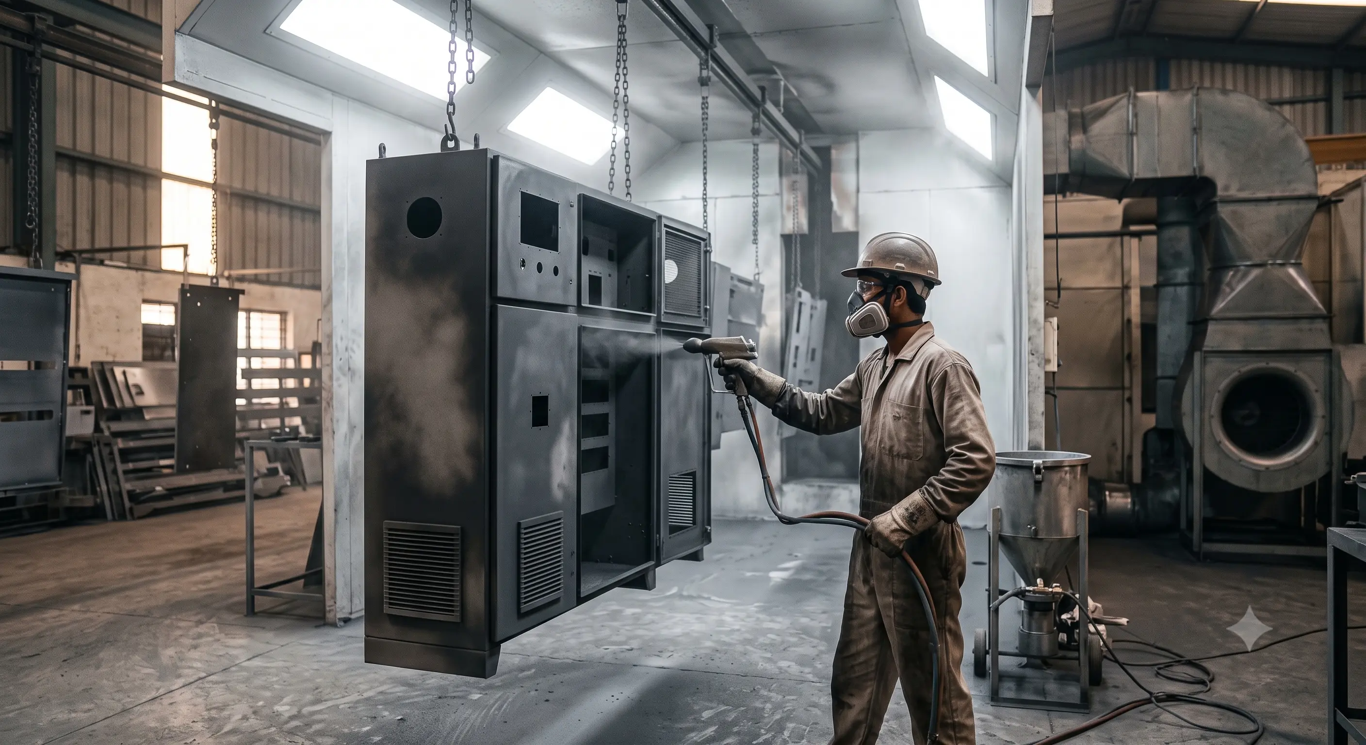 Precision electrostatic powder spray application for uniform metal finish - Sai Coats